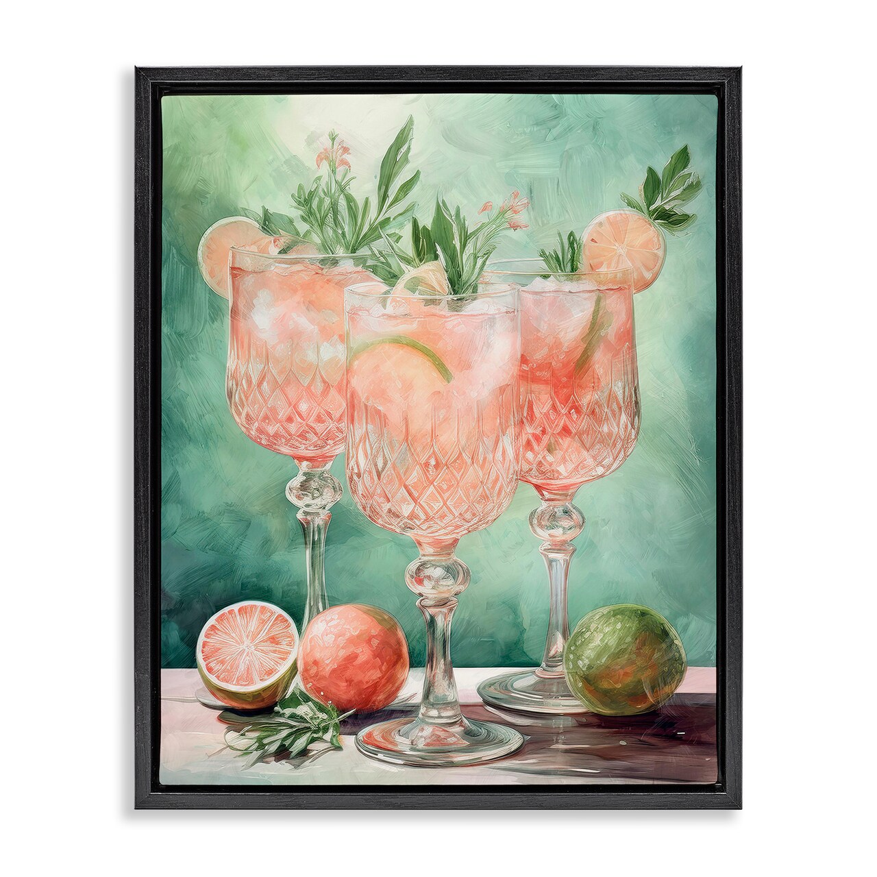 Stupell Industries Pastel Grapefruit Cocktails Floater Framed Canvas Wall Art Design by Daphne Polselli